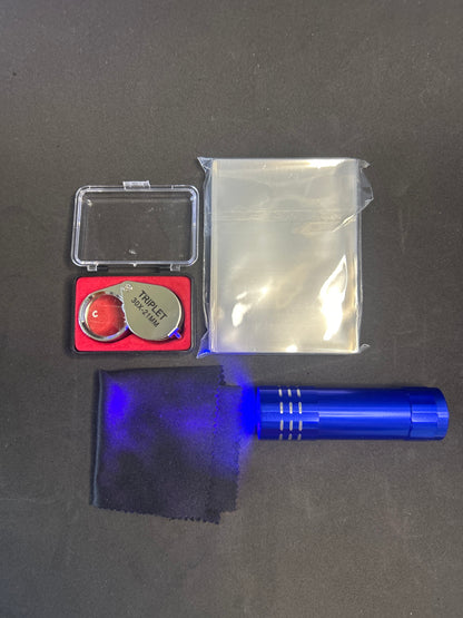 ODS Lab Pre-Grading Kit – Tool Premium, 100 Sleeves, Luce UV e Panno in Microfibra